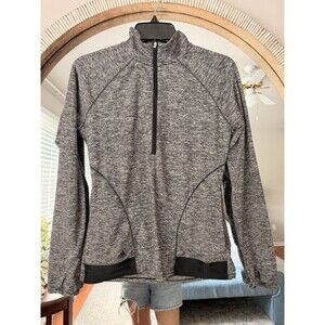 adidas Women’s S Quarter Zip Track Jacket Pullover Gray Black Athletic Top